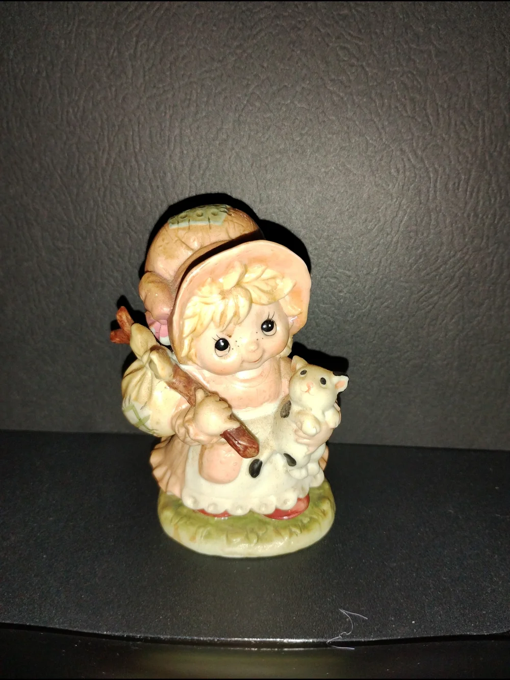 Vintage Homco Ceramic Hobo Girl Figurine with Bindle and Cat